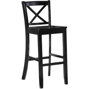 Linon Home Dcor Finished X-Back 30", Black Bar Stool, 16"W x 17.91"D x 42.91"H,