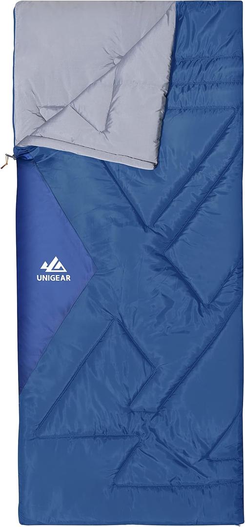 Unigear Camfy Bed 50F Sleeping Bag Premium Comfortable Sleeping Bag for Adults and Kids  Lightweight Portable for Warm Weather Camping (Long, Dark-Blue)