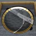 vicrays Ceramic Dinner Plates Set, 10 Inch, Set of 6, Round, Dishwasher Safe, NOT Microwave Safe, Suitable for Steak, Pasta, Home, Party, Restaurant Black with Golden