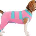Lelepet Dog Rear Leg Sleeve, Dog Pants to Prevent Licking, Pink, M | Recovery suit for spay/neuter, back leg/hip wound, tplo, acl, anti-slip back zipper for easy on/off, cone alternative