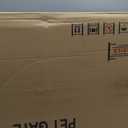 Vantas Folding No-Assembly Metal Pet Gate 120" Wide, 32" Extra Tall Dog Gate with Door Walk Through, Freestanding Accordion Puppy Gate Dog Door for Indoor & Outdoor, with 2PCS Support - Black