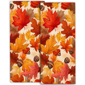 amepay Autumn Leaves Hand Towels - 2 Pack, 14.5" X 28",Soft Microfiber Polyester Festive Towel Set with Colorful Fall Leaf and Acorns Pattern,for Bathroom Kitchen Spa Hotel Decor Gifts