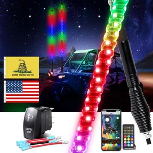 Viswiker 1PC 2FT LED Whip Lights for UTV/ATV, APP & Remote Control, Chasing Color Modes, Waterproof Off-Road Light for Can-Am, Polaris RZR, Dune Buggies, Spring Base Included