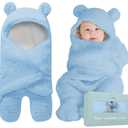 BlueMello Baby Swaddle Blanket | Ultra-Soft Plush Essential for Infants 0-6 Months | Receiving Swaddling Wrap Blue | Ideal Newborn Registry and Toddler Boy Accessories | Perfect Baby Girl Shower Gift