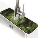 Kitchen Sink Splash Guardlush green forest Faucet Mat Sink Gadgets-Super Absorbent Fast Drying Mat Drip Catcher for Kitchen, Bathroom,Sink Mat, Dish Drying Mat, Bathroom(15" X 5.5" )