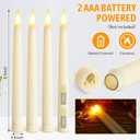 Baquler 50 Pcs 8.5 Inches Flameless Taper Candles Bulk Battery Operated Taper Candles Ivory LED Candlesticks Flickering for Christmas Wedding Home Decor
