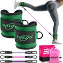 WALITO Ankle Resistance Bands with Cuffs, Exercise Bands for Legs and Butt, Booty Workout Equipment for Kickbacks and Hip Fitness Training (Green)