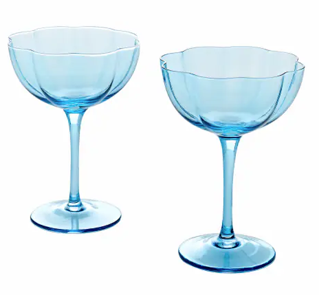 Tabletops Gallery 2 Piece Coupe Glass Set - Blue, 2 pc