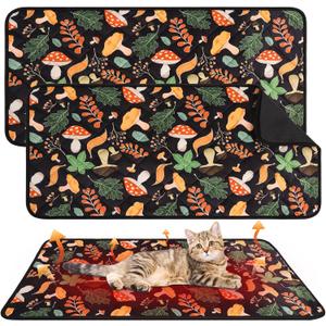 Homimp 2 Pcs Guinea Pig Pee Pads,Self Heating Guinea Pig Bed Pads for Winter Keep Warm,Washable&Anti Slip Small Animal Beds for Indoor Rabbit Hamster Squirrel Hedgehog Chinchilla Ferret,Black 24"x47"