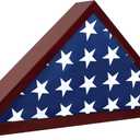 Flag Case for American Veteran Burial Flag Solid Wood Military Flag Display Case Funeral Flag Flag Shadow Boxes to Fit a Folded 5'x9.5' American Flag with Polished Plexiglass