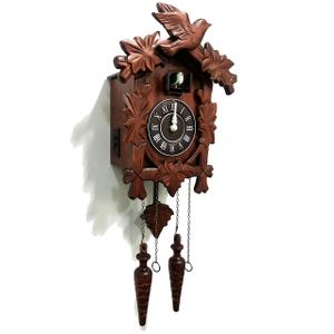 Rylai Vintage Cuckoo Clock Handcrafted Wooden Wall Clock for Home Décor | Large Size 13x9.5 Inch Traditional Germany Design Volume Control Coo-Coo Auto Night Sensor Brown/White