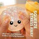 Glitter Dumpling Squishy, 2026 New Bun Squeeze Stress Relief Ball with Steamer Box for Stress Relief, More Surprises (White)
