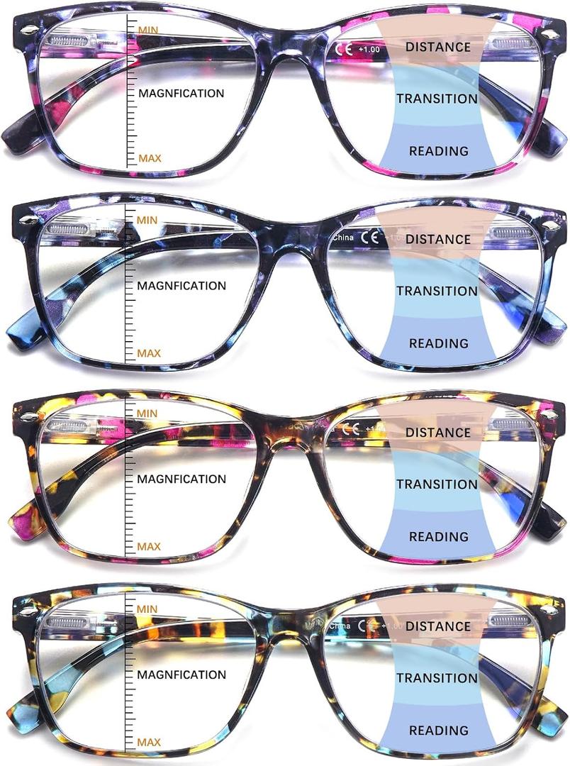 CLASAGA Progressive Multifocus Reading Glasses for Women, Pattern Print Blue Light Block Stylish Ladies Computer Readers (pattern design, 4.0, x)
