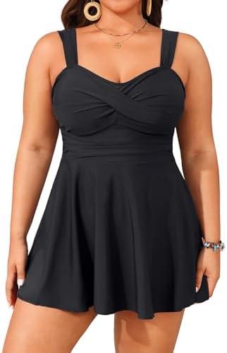 Aqua Eve Plus Size Two Piece Swimsuits for Women Tankini Bathing Suits Flowy Swim Dress with Shorts 16W