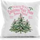 2 x Pink Christmas Pillow Covers 18x18, North Pole & Coquette Bow Tree Pillows for Couch & Living Room Decor