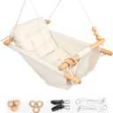 Baby Swing Outdoor Indoor for Infants to Toddlers, Portable Adjustable Tree Design with 5-Point Safety Belt, Porch Garden Backyard Swing Cream