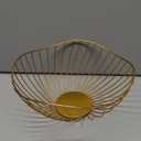 IBWell High Style Curved-Edge Modern Creative Stylish Single Tier Dish,Metal Iron Wire Fruit Vegetables Bread Decorative Stand Serving Bowls Basket Holder (Gold-Twill)