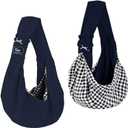 CUBY Dog and Cat Sling Carrier - Hands Free Reversible Pet Papoose Bag - Soft Pouch and Tote Design - Suitable for Puppy, Small Dogs Cats Outdoor (Classic Blue)