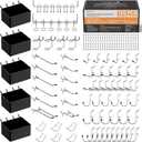 INCLY 120PCS Pegboard Accessories Organizer Kit, Peg Board Hooks Assortment with Bins for Organizing Various Tools, Fit 1/ 8 or 1/ 4 inch Pegboard for Hanging Storage, Garage Wall Attachments