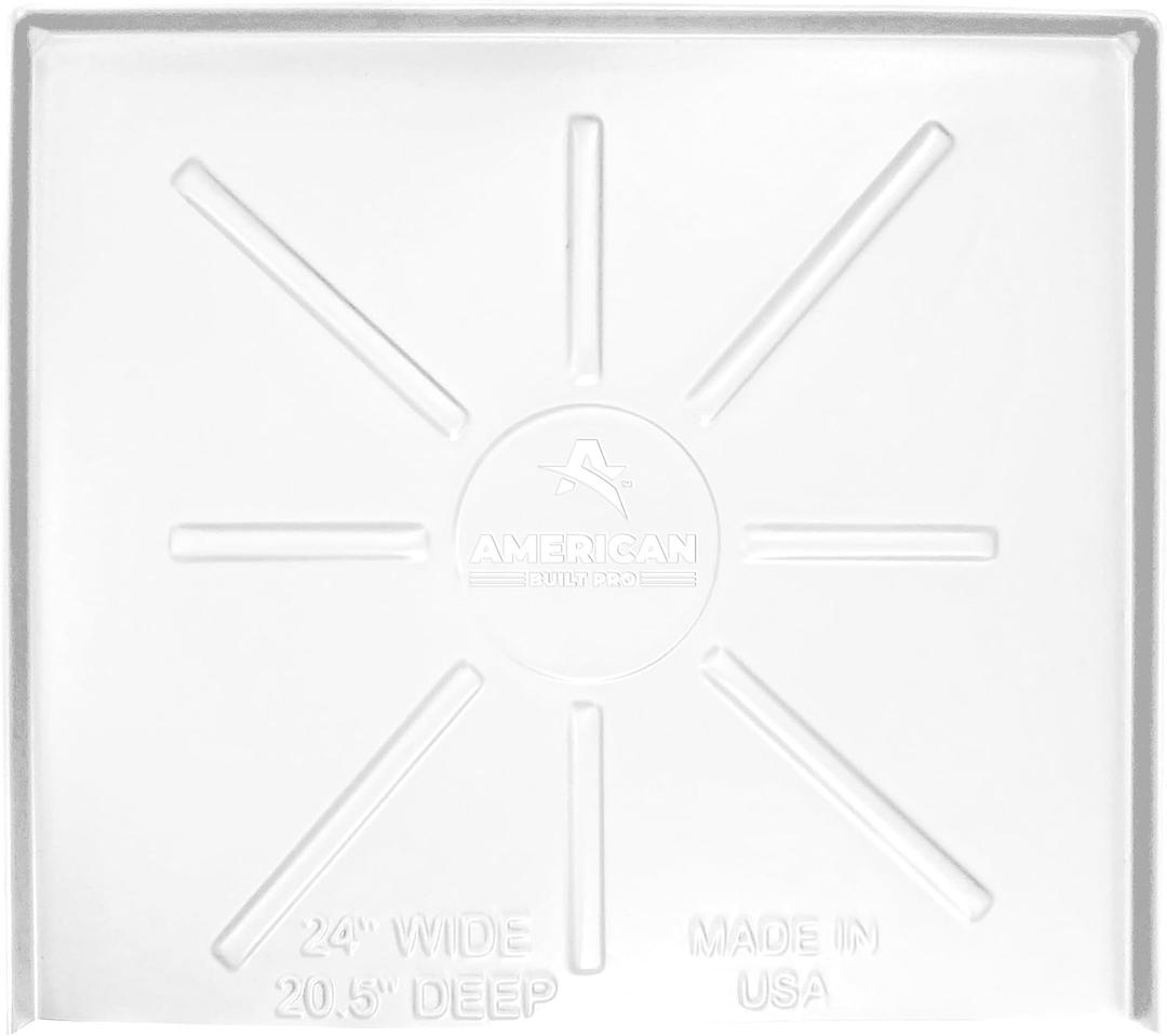 HDPE Dishwasher Drain Pan - Open-Ended Dishwasher Leak Pan - Directs Water Upfront for Timely Identification - 24 inch x 20.5 inch - White
