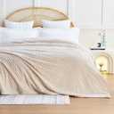 EXQ Home Fleece Blanket Queen Size for Bed or Couch - 3D Imitation Turtle Shell Jacquard Decorative Blankets - Cozy Soft Lightweight Fuzzy Flannel Blanket Suitable for All Seasons(90"×90",Beige)