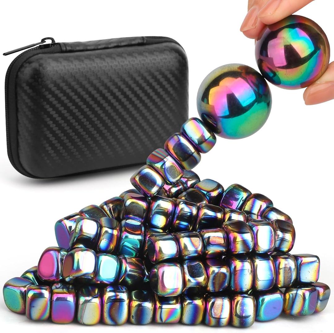 Magnetic Stones Rock Fidget Toys for Adults, 500g Smooth Ferrite Putty Stones Replacement Magnet with Fiber Case for Ferrite Putty, Desk Toy Magnet for Whiteboard Office Kitchen