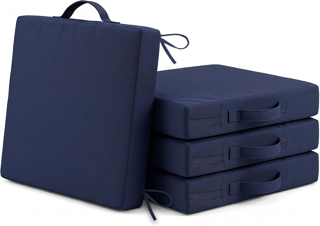 Outdoor Chair Cushions Set of 4, Navy 19"x19"x3"