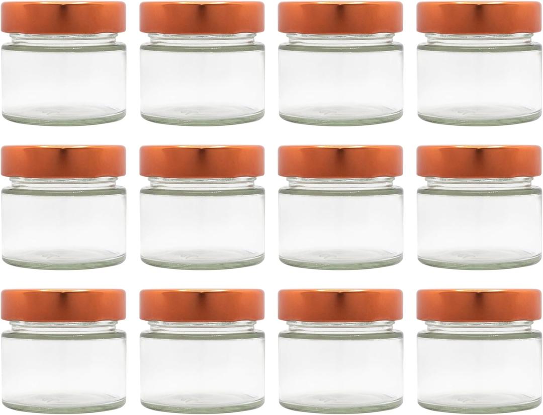 3oz 106ml Deep Lug Glass Jar with Metal Lid (Copper)