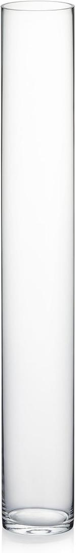 WGVI Quality Thick Weighted Tall Clear Cylinder Glass Vases, 4" W x 28" H, Flower Arrangement Floating Candle Holders Wedding Centerpieces Event Floral Container Floor Display Home Dcor, 1 Piece