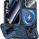 Goton for iPhone 17 Pro Case with Privacy Tempered Glass Screen Protector & Camera Lens Protector, Compatible with MagSafe, Invisible Kickstand, Shockproof Phone Cover, Blue