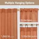 LAMIT Burnt Orange Sheer Linen Curtains, 84 inch Light Filtering Semi Sheer Panels Back Tab and Rod Pocket Farmhouse Rust Drapes for Bedroom/Living Room, 2 Panels, 52 x 84 Inch