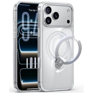 TORRAS 360 Magnetic Stand for iPhone 17 Pro Max Case, Fit for MagSafe, NonYellowing Clear Case for iPhone 17 Pro Max Phone Case with Kickstand & Camera Control, Hard PC Protection, Q3 Spin