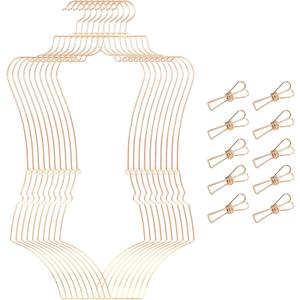 Stylish Body Shape Bikini Hanger Wire Display Set of Ten - Metal Lingerie Hangers for Swimsuits and Bathing Suits Hangers - Showcase and Organize Your Swimwear Collection with Elegance (Gold)