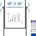 Maxtek Rolling White Board 48 x 32in,Height Adjustable Whiteboard on Wheels