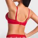 Deyllo Women's Sexy Lace Balconette Bra See Through Unlined Demi Bras Mesh Sheer Underwire (Lipstick,36C)