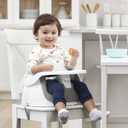 Regalo 2-in-1 Baby Floor Seat & Booster Seat with Tray, Sit-Up Support Chair for Infants & Toddlers, Portable Feeding Seat with Harness, Grow-with-Me Design, Indoor & Outdoor, White/Gray