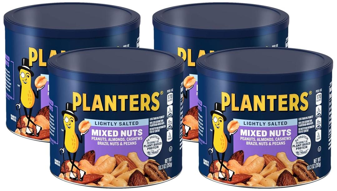 PLANTERS Mixed Nuts Lightly salted. Party Snacks, Plant-Based Protein, 10.3 oz Canister (Pack of 24), 14 Jan 2026