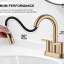 KENES Champagne Bronze Pull Down Bathroom Faucet, 4 Inch 2 Handle Centerset Bathroom Faucet 3 Hole with Pull Out Sprayer, Bathroom Vanity Faucet with Pop Up Drain & Supply Lines LJ-9069-CB