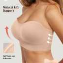 OEAK Supportive Strapless Bras for Women Push Up Wireless Bandeau Bra Non Slip Seamless Bras Comfortable Padded Bralette (S)