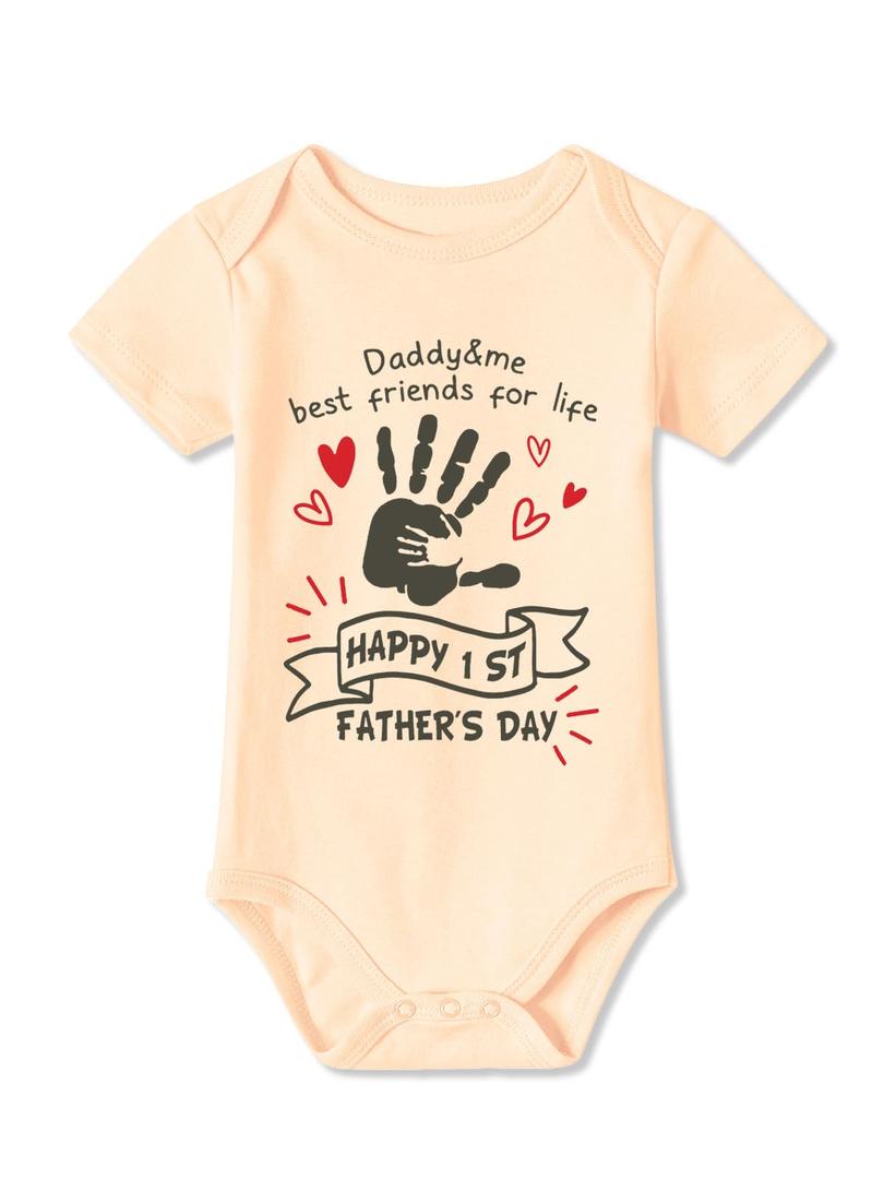 BesserBay 1st Mommys Day Baby Girls Boys I Love You One Piece Cotton Short Sleeves Clothes Infant Newborn Outfit Beige My Best Friends 6-9 Months