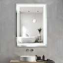 28x20 inch LED Lighted Bathroom Mirror with Anti-Fog, Fashion Bathroom Decor Vanity Mirror with Dimmable, Smart Control, Memory, Adjustable Warm White/Natural/Daylight, Birthday Wedding Gift