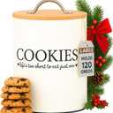 D'Lifeful Cookie Jar with Airtight Bamboo Lid  1.1 Gallon Cute and Decorative Cookie Storage for Kitchen Countertop  Farmhouse Storage Tin for Freshness  Great Gift Idea