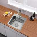 18x18 Inch Bar Sink Drop In Kitchen Sink, Topmount Stainless Steel Square Small Workstation Sinks, Single Bowl Kitchen Sinks for Laundry Wet Bar Prep RV Office Outdoor Yard