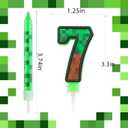 2 x Pixels Themed 7th Birthday Candle, Pixels Cake Topper for Boys Girls, 9 Pcs Candle Set, Game Cartoon Theme Birthday Party Supplies (Number 7)