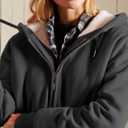 Yeokou Women's Casual Full Zip Up Sherpa Lined Hoodie Sweatshirt Jacket Coat (Gray, L)