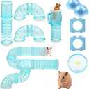 IBEQUEM 2 Hamster Tubes Kits, Hamster Tunnel Adventure External Pipe, Transparent DIY Creative Connection Cage & Accessories, Wheel for Pet Mouse Rat Small Animal (Blue)