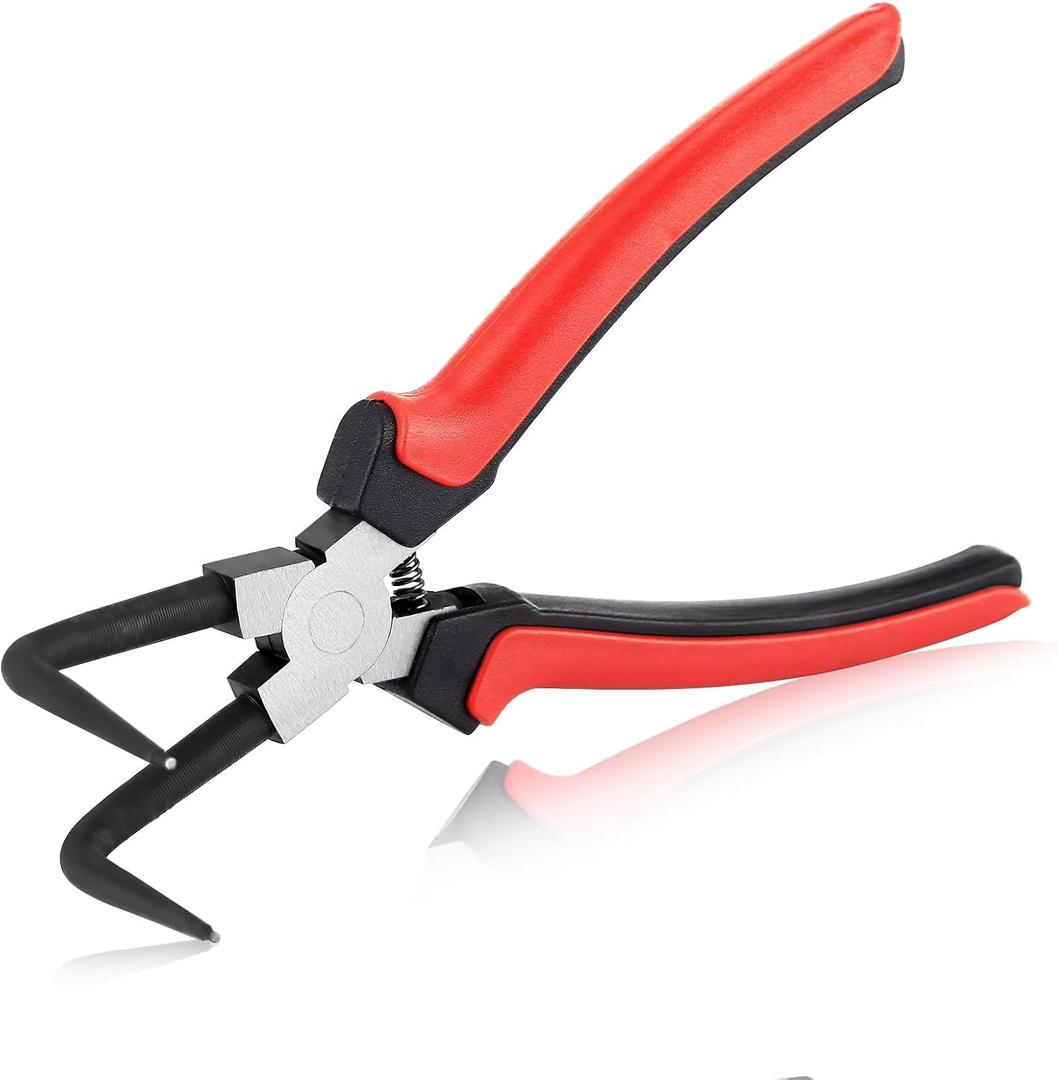 SPEEDWOX Internal Master Cylinder Snap Ring Pliers Internal Ring Remover 90 Degree Bent Nose Retaining Ring Circlip Pliers Long Reach Snap Ring Pliers For Trucks Motorcycles Cars Ring Removal (Black & Red)