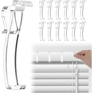Valance Clips for Blinds, 12 Pcs Clear Plastic Window Blinds Hidden Clip Valance Clips, Easy Installation for Horizontal Blind