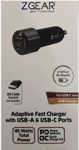 Adaptive Fast Charging with USB-A and USB-C Ports - 45W