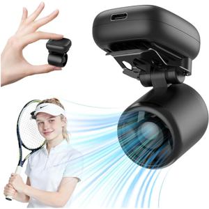 Mini Clip On Fan Portable, Ultra-Lightweight 2oz, Rechargeable Mini Portable Fan with 3 Speeds USB-C, Hands-Free Clip Fan Face Cooling for Outdoor, Soccer, Baseball Cap, Visor Hat, Sports (Black)
